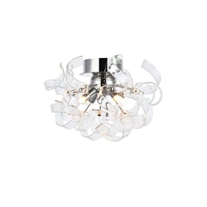Pemberly Row Contemporary 14&quot 4 Light Flush Mount in Chrome Finish