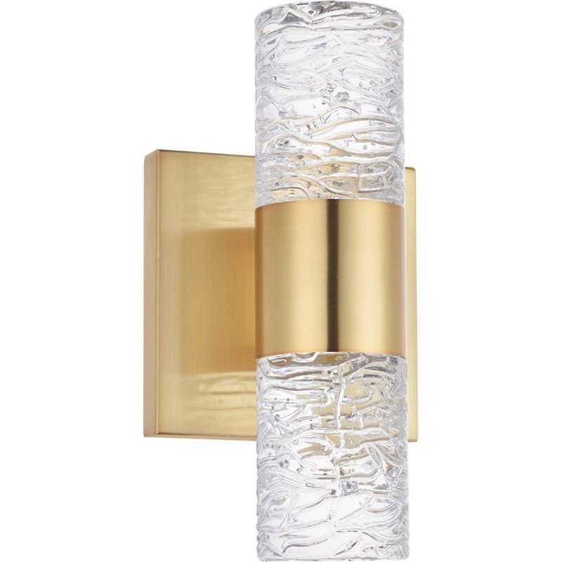 Pemberly Row Contemporary 2 Light Clear LED Vanity Light in Gold
