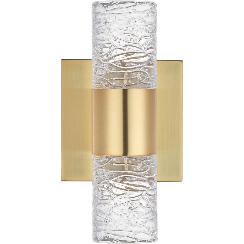 Pemberly Row Contemporary 2 Light Clear LED Vanity Light in Gold