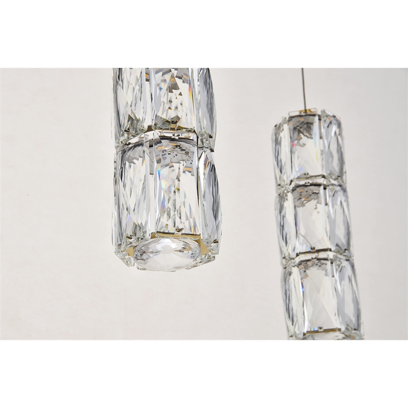 Pemberly Row Contemporary 5 Light Elegant Cut LED Island Pendant in Chrome