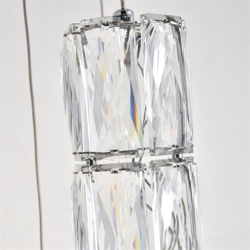 Pemberly Row Contemporary 12 Light Royal Cut Crystal LED Pendant in Chrome