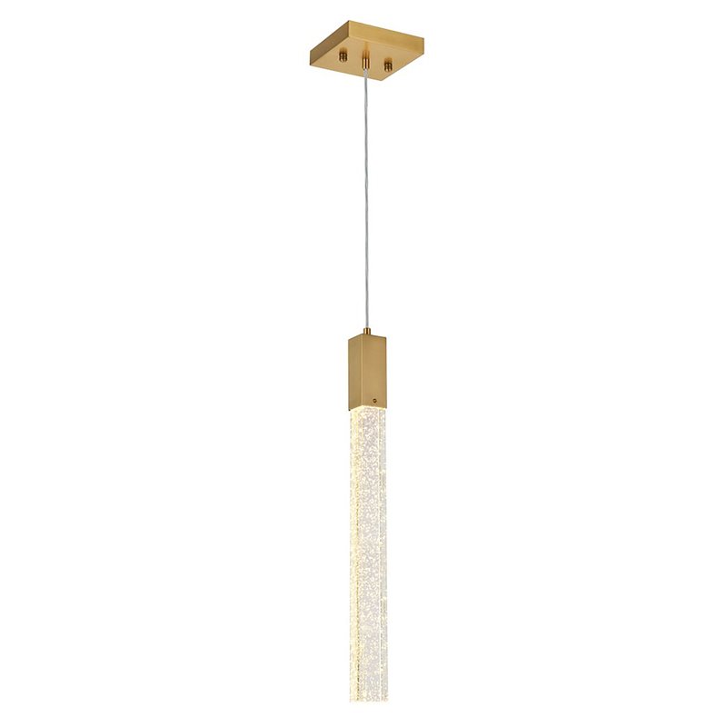 Pemberly Row Contemporary 1-Light Metal and Crystal Pendant in Satin Gold