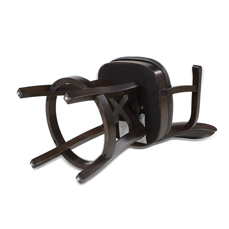 Pemberly Row Swivel Counter Height Bar Stool Vintage Black Brown Faux Leather