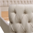 Pemberly Row Contemporary Tufted Bed King in Light Beige Linen