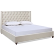Pemberly Row Contemporary King Platform Bed Frame Light Beige
