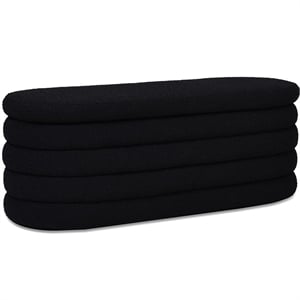 Pemberly Row 49&quot Upholstered Oval Storage Bench Ebony Black Boucle