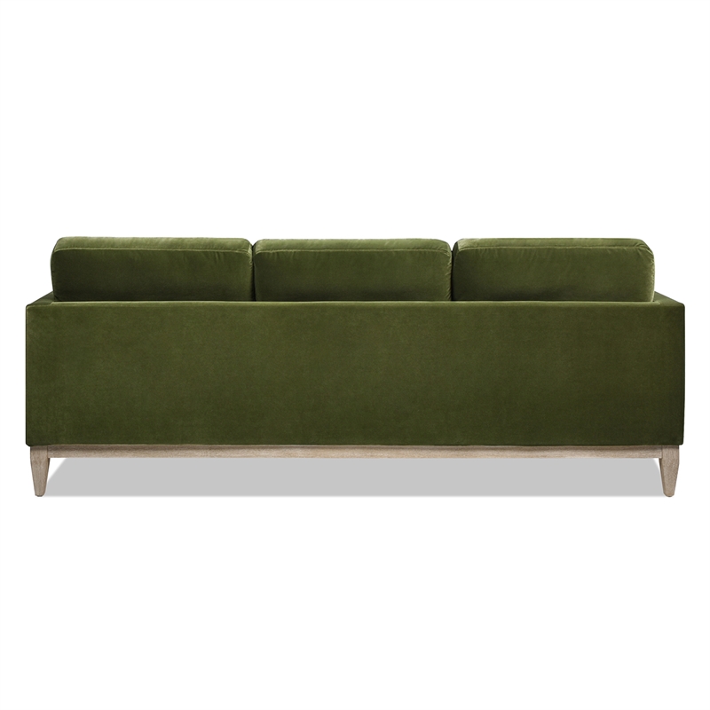 Pemberly Row Velvet Upholstered Reversible Chaise Sectional Sofa in Olive Green