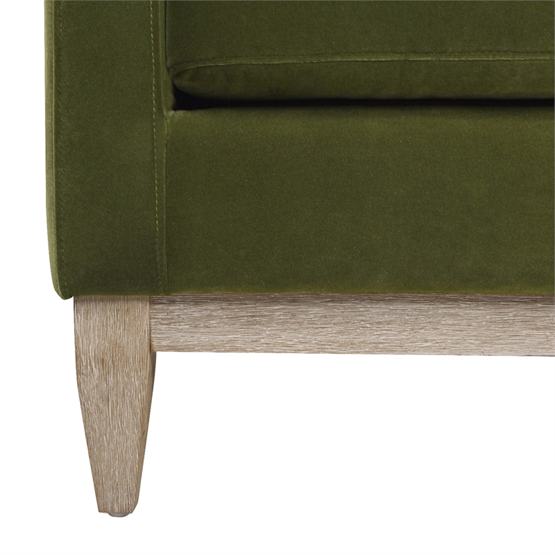 Pemberly Row Velvet Upholstered Reversible Chaise Sectional Sofa in Olive Green