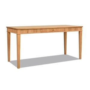 Pemberly Row Farmhouse 1-Drawer Fluted Home Office Writing Desk Natural Blonde