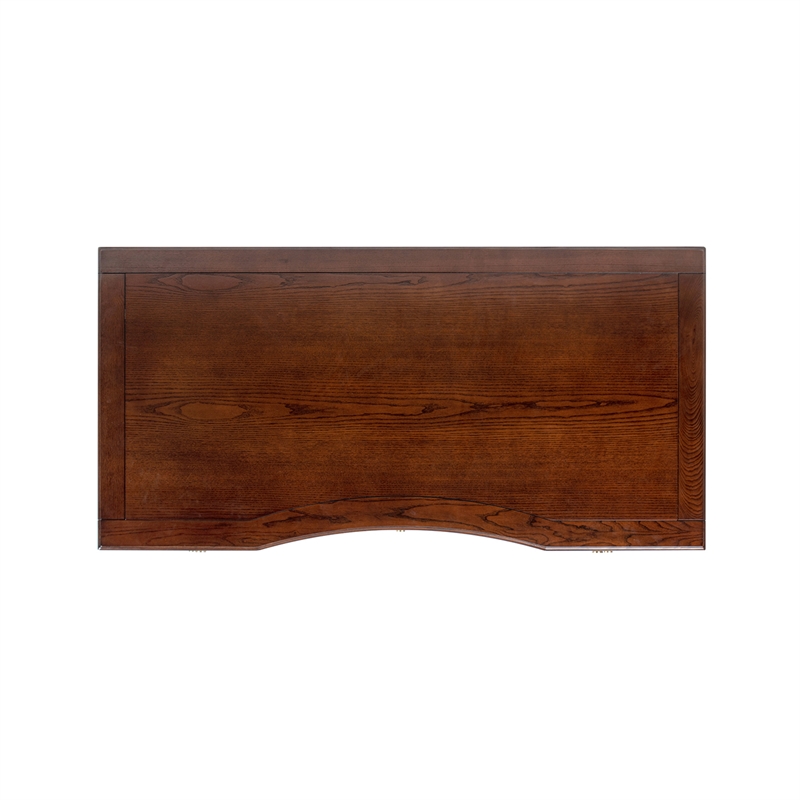 Pemberly Row Gold Accent 5-Drawer Wood Executive Desk Walnut Brown