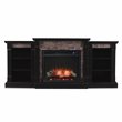 Pemberly Row Traditional Wood Electric Fireplace with Bookcase in Black
