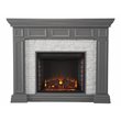 Pemberly Row Faux Stone Electric Fireplace in Gray Faux Stone