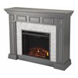 Pemberly Row Faux Stone Electric Fireplace in Gray Faux Stone