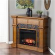 Pemberly Row Touch Screen Wood Electric Corner Fireplace in Oak