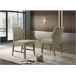 Pemberly Row Set of 2 Beige Linen Fabric Dining Chairs with Rustic Oak Legs