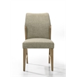 Pemberly Row Set of 2 Beige Linen Fabric Dining Chairs with Rustic Oak Legs