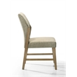 Pemberly Row Set of 2 Beige Linen Fabric Dining Chairs with Rustic Oak Legs