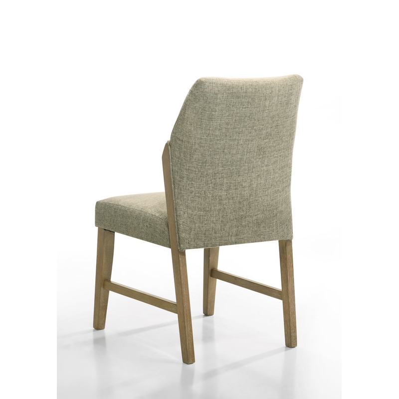 Pemberly Row Set of 2 Beige Linen Fabric Dining Chairs with Rustic Oak Legs