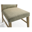 Pemberly Row Set of 2 Beige Linen Fabric Dining Chairs with Rustic Oak Legs