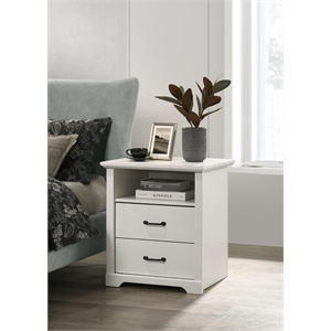 Pemberly Row 22&quotW White Engineered Wood 2-Drawer Nightstand with USB Ports