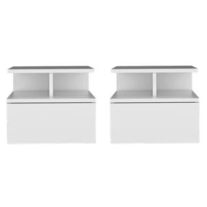 Pemberly Row Set of 2 Engineered Wood Floating Nightstands in White