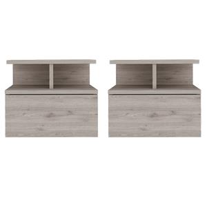 Pemberly Row Set of 2 Engineered Wood Floating Nightstands in Light Gray