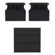 Pemberly Row Set of 3 Engineered Wood Dresser & 2 Floating Nightstands in Black