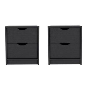 Pemberly Row Set of 2 Modern Engineered Wood Nightstands in Black