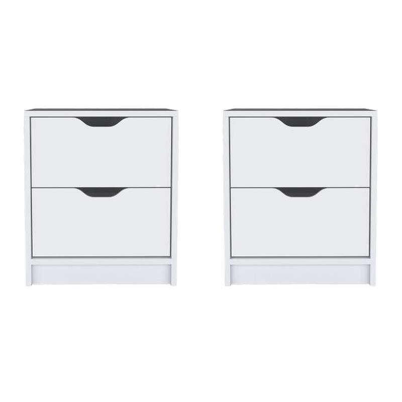 Pemberly Row Set of 2 Modern Engineered Wood Nightstands in White