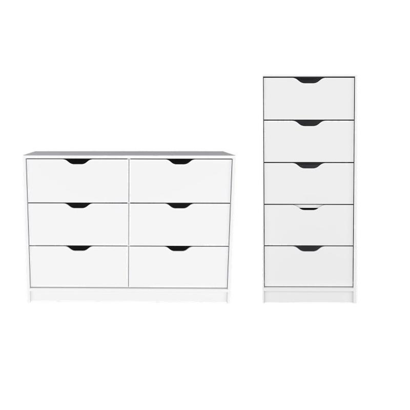 Pemberly Row Set of 2 Modern Engineered Wood Dressers in White