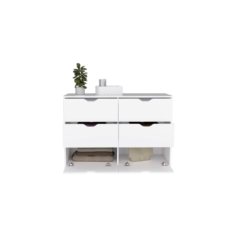 Pemberly Row Set of 3 Engineered Wood Dresser & 2 Nightstands in White