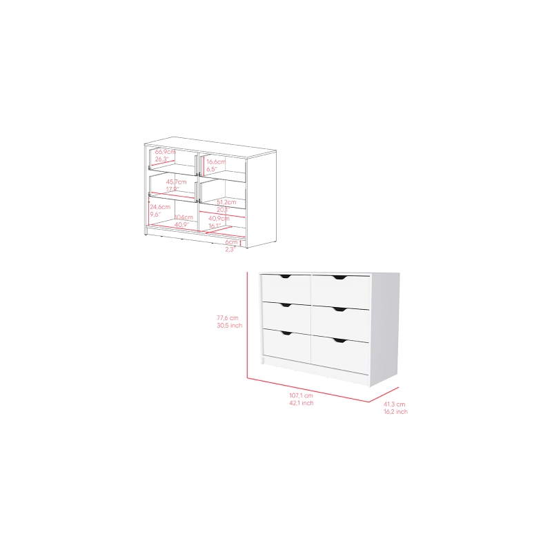 Pemberly Row Set of 4 Engineered Wood Dressers & 2 Nightstands in White