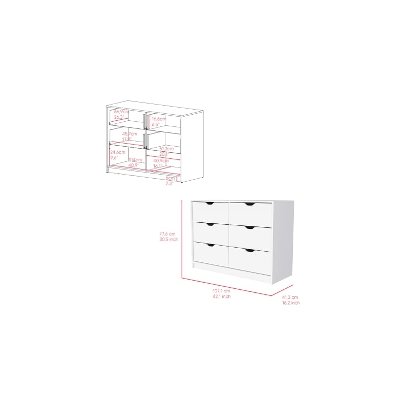 Pemberly Row Set of 3 Engineered Wood Dressers & Nightstand in White