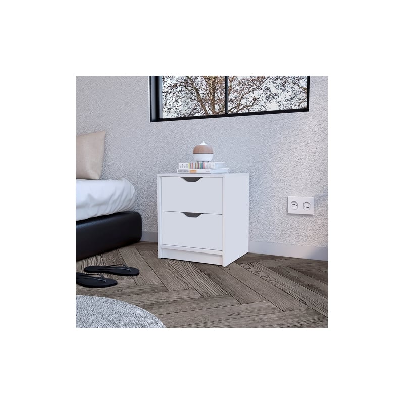 Pemberly Row Set of 3 Engineered Wood Dressers & Nightstand in White