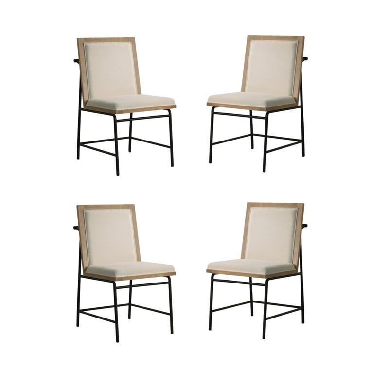 Pemberly Row Contemporary Set of 4 Oak Finish Wood Dining Chairs with Metal Legs