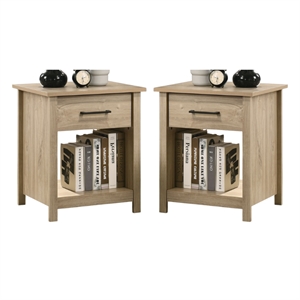 Pemberly Row Set of 2 20&quotW Light Oak Engineered Wood 1-Drawer Nightstands