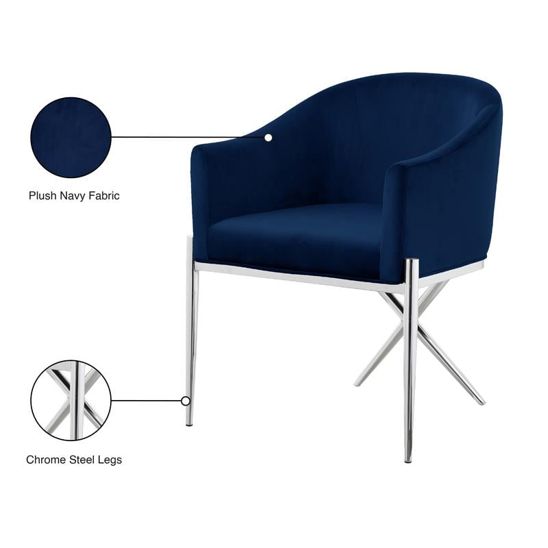 Pemberly Row Contemporary Navy Upholstered Velvet Dining Chair