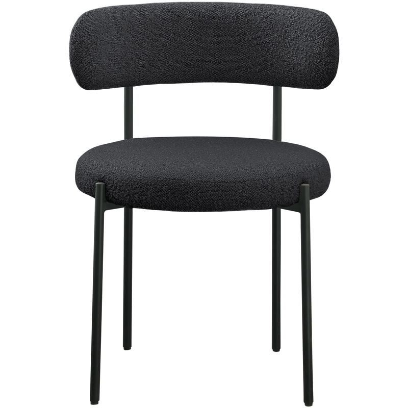 Pemberly Row Contemporary Rich Black Boucle Fabric Dining Chair