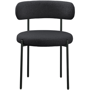Pemberly Row Contemporary Rich Black Boucle Fabric Dining Chair