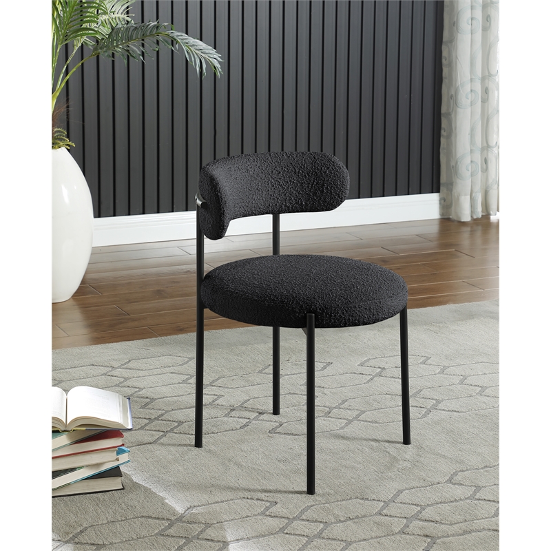 Pemberly Row Contemporary Rich Black Boucle Fabric Dining Chair