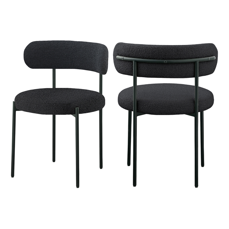 Pemberly Row Contemporary Rich Black Boucle Fabric Dining Chair