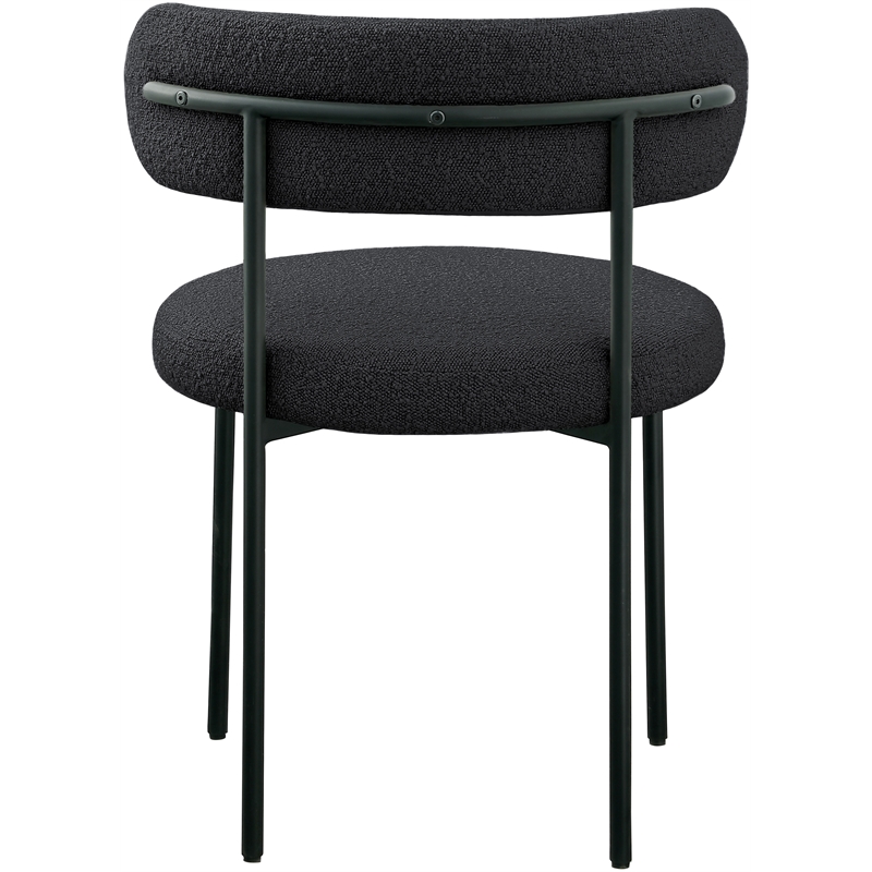Pemberly Row Contemporary Rich Black Boucle Fabric Dining Chair