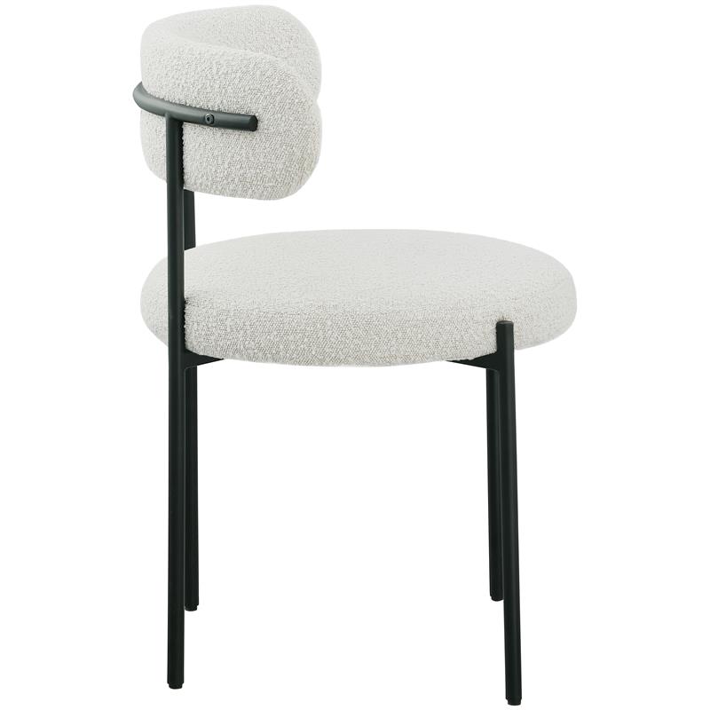 Pemberly Row Contemporary Rich Cream Boucle Fabric Dining Chair