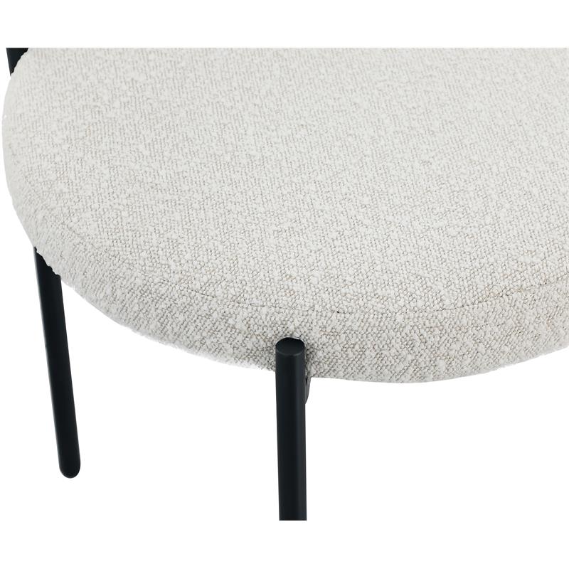 Pemberly Row Contemporary Rich Cream Boucle Fabric Dining Chair