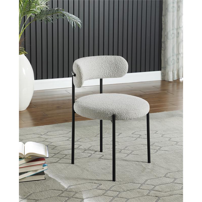 Pemberly Row Contemporary Rich Cream Boucle Fabric Dining Chair