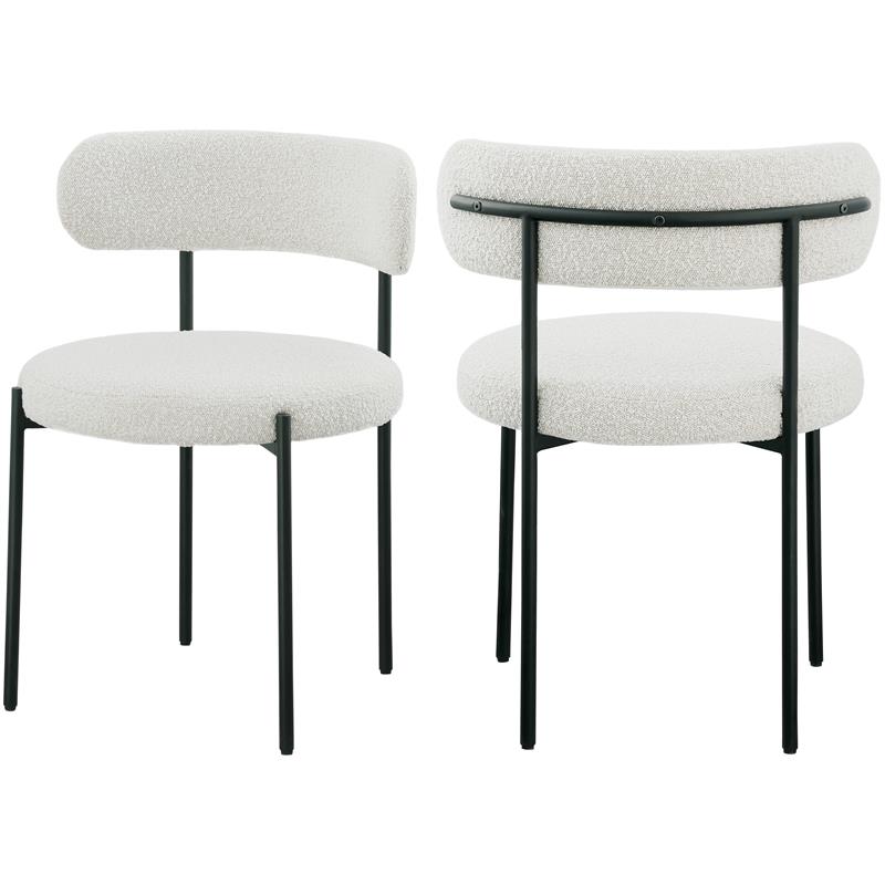 Pemberly Row Contemporary Rich Cream Boucle Fabric Dining Chair