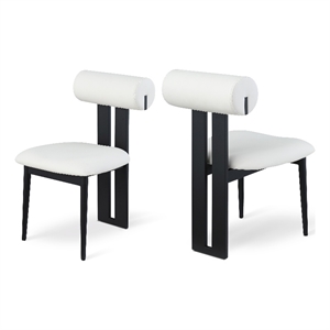 Pemberly Row Contemporary Soft Cream Vegan Leather Dining Chairs (Set of 2)