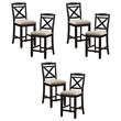 Pemberly Row Wood Counter Height Dining Chairs in Black and Beige (Set of 6)