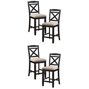 Pemberly Row Wood Counter Height Dining Chairs in Black and Beige (Set of 4)
