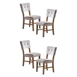Pemberly Row Wood Dining Room Side Chairs in Light Oak and Gray (Set of 4)
